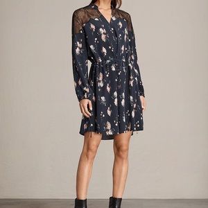 EUC All Saints Laya Meadow Silk Dress. Large.